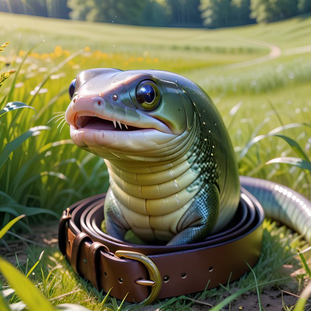 Picture of a eel in a belt in the meadow