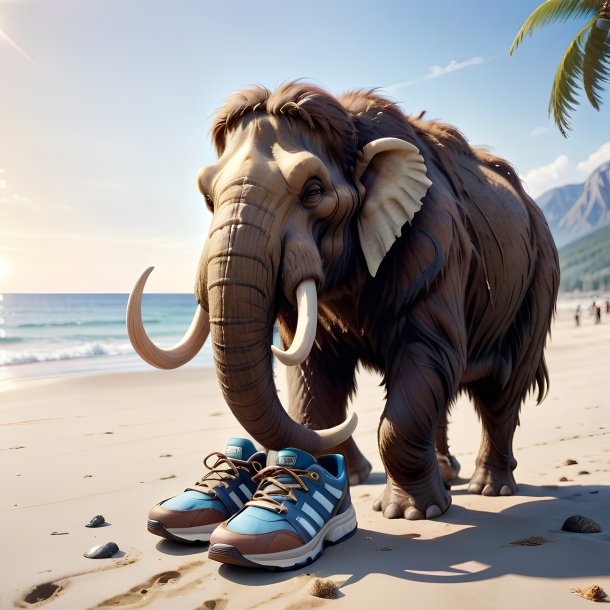 Imagen de un mamut en los zapatos en la playa