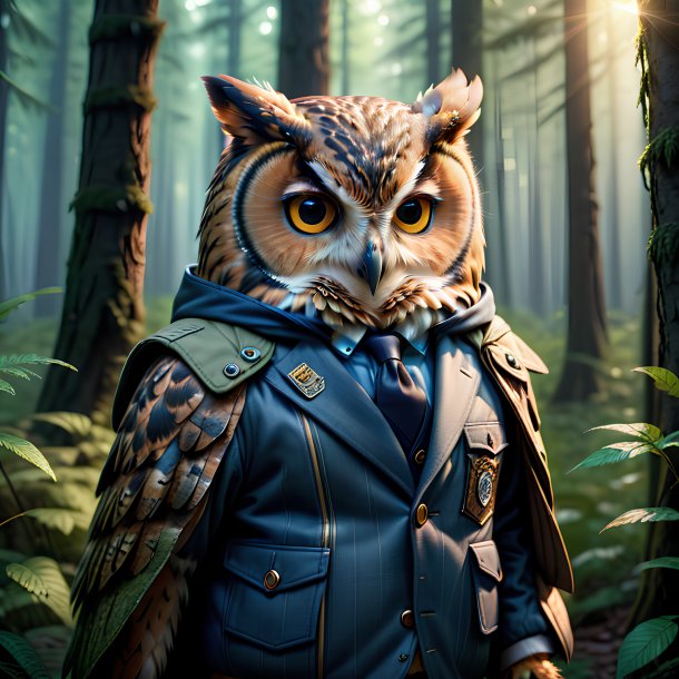 Picture of a owl in a jacket in the forest