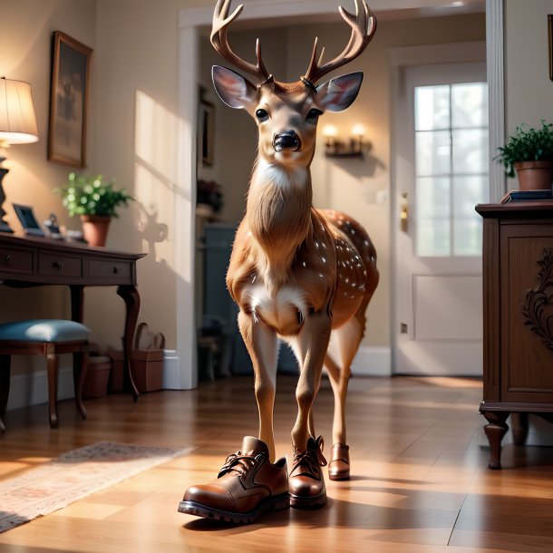 Pic of a deer in a shoes in the house