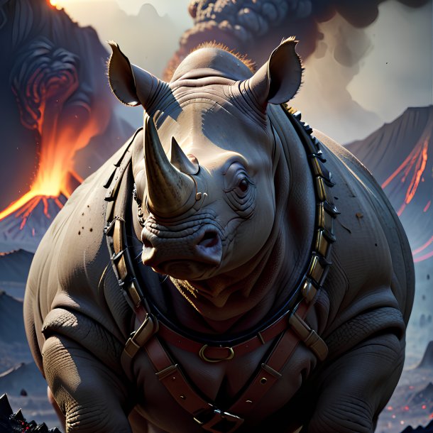 Image of a rhinoceros in a belt in the volcano