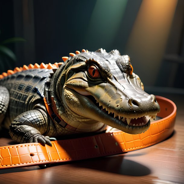 Photo d'un alligator dans une ceinture orange