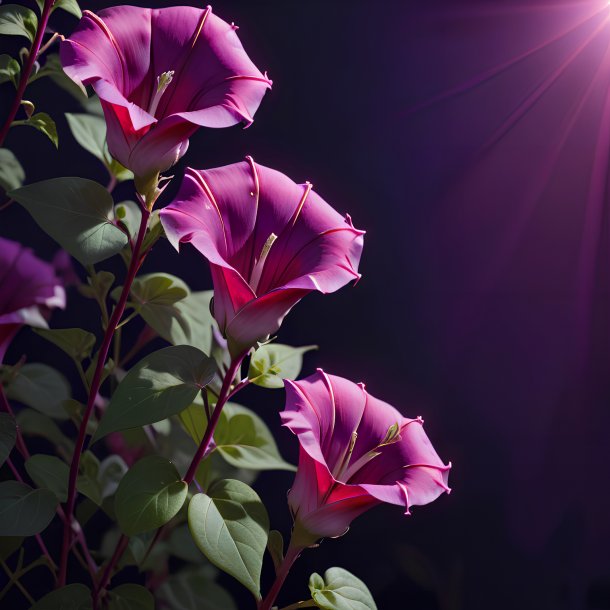 Portrayal of a red bindweed, purple