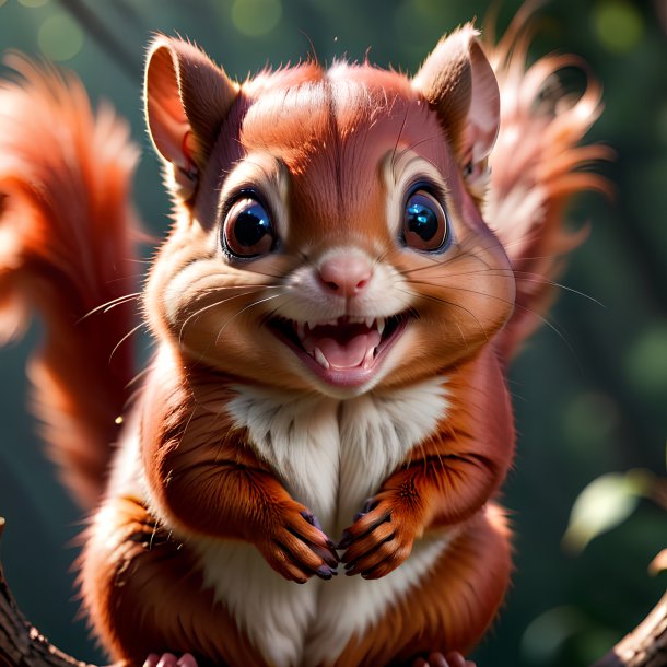 Image of a red smiling flying squirrel