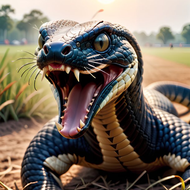 Image of a threatening of a cobra on the field