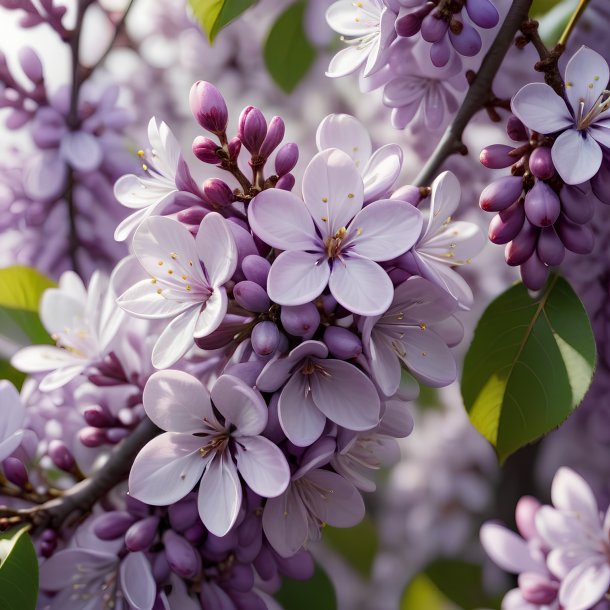 Portrayal of a plum lilac, white