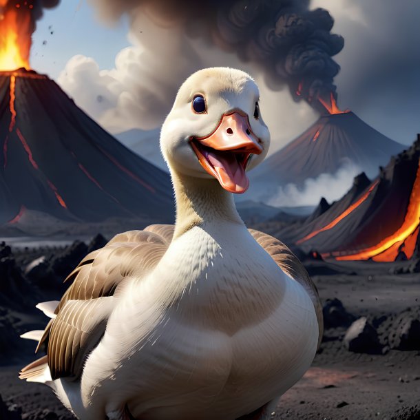 Image of a smiling of a goose in the volcano