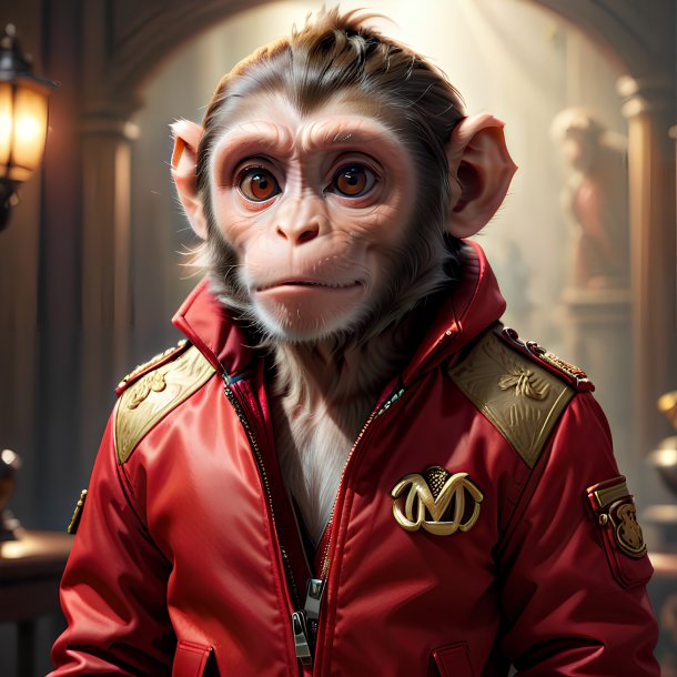 Pic of a monkey in a red jacket