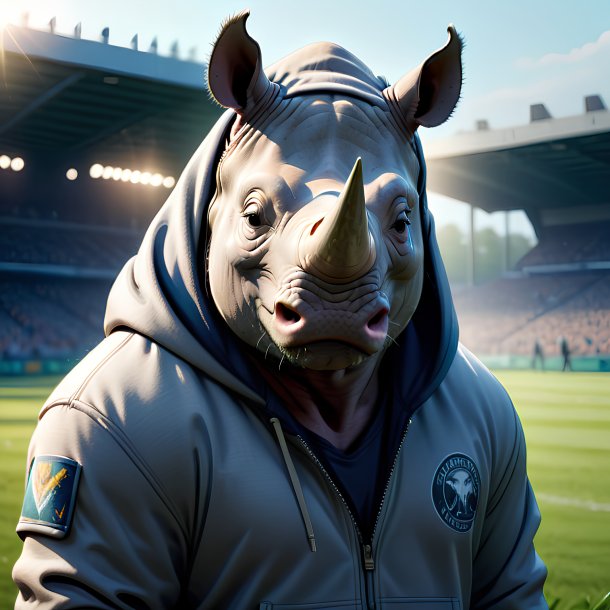 Illustration of a rhinoceros in a hoodie on the field