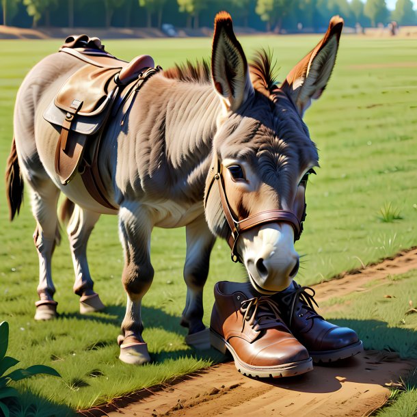 Desenho de um burro em um sapato no campo