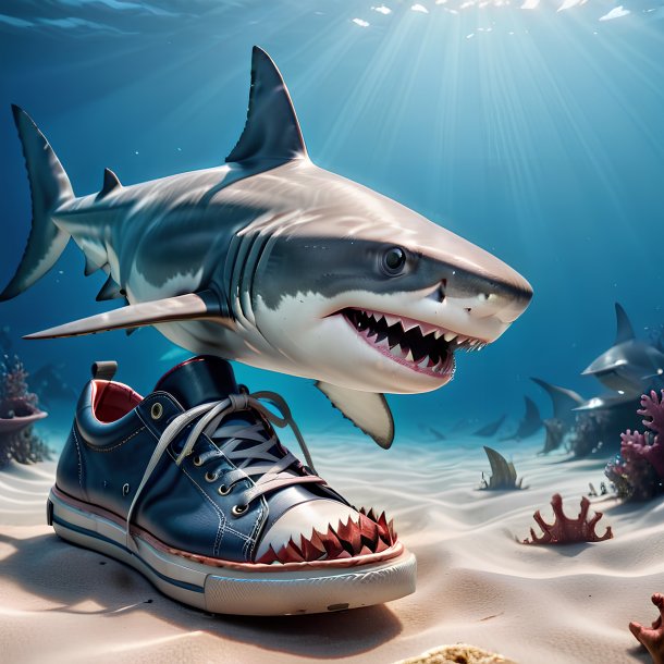 Image of a shark in a shoes in the sea