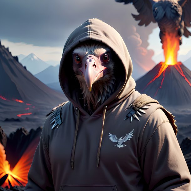 Pic of a vulture in a hoodie in the volcano