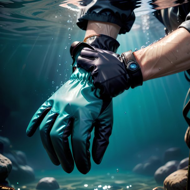 Photo of a mol in a gloves in the water