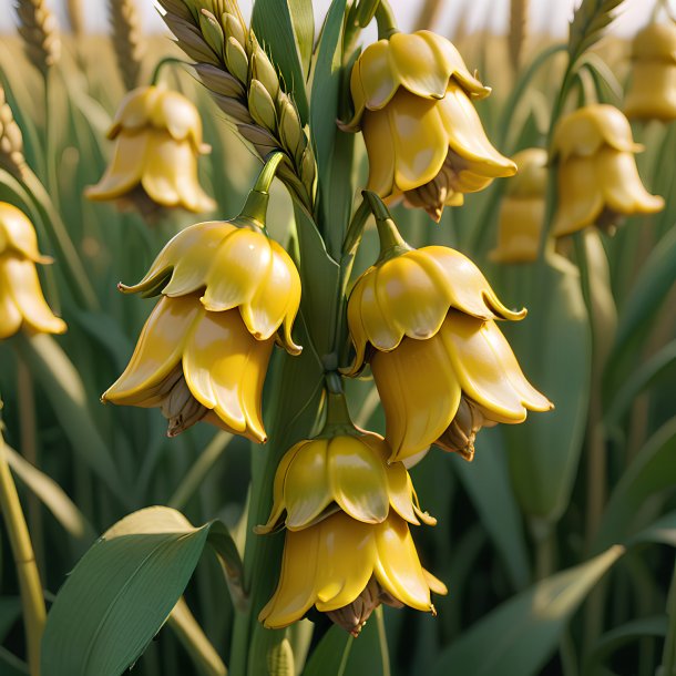 Portrayal of a wheat yellow waxbells