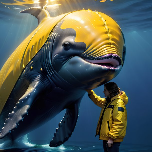 Photo of a whale in a yellow jacket