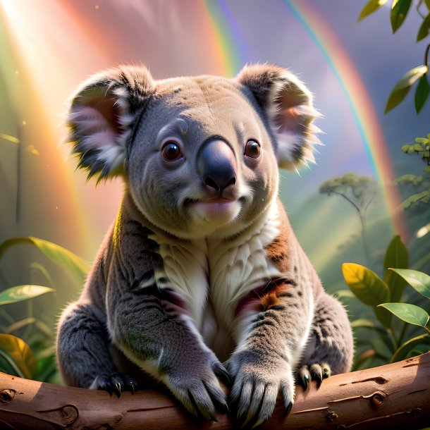 Pic d'un repos d'un koala sur l'arc-en-ciel