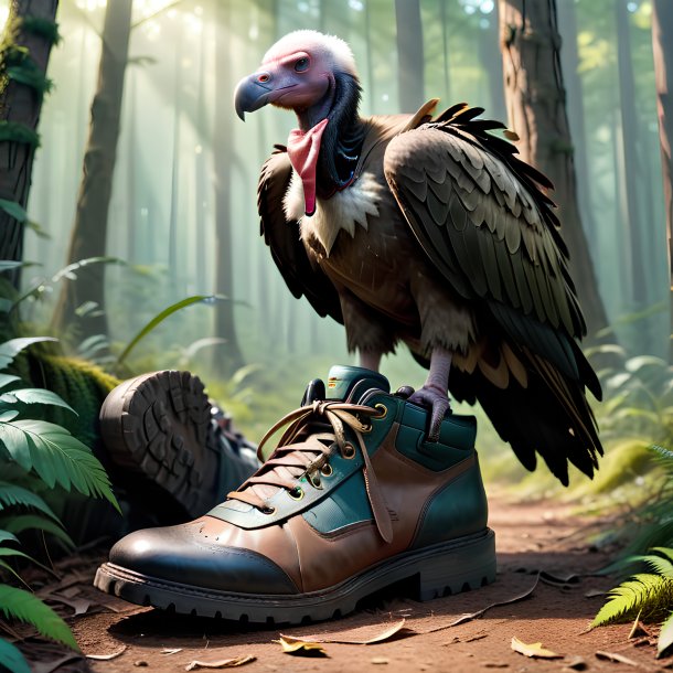 Picture of a vulture in a shoes in the forest