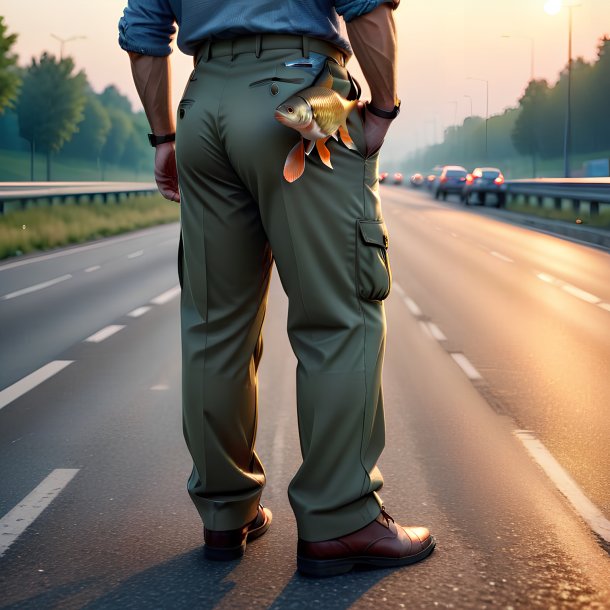 Foto de una carpa en un pantalón en la carretera