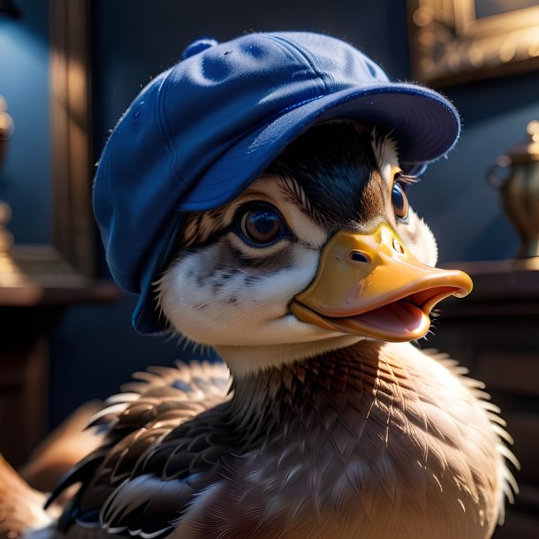 Image of a duck in a blue cap