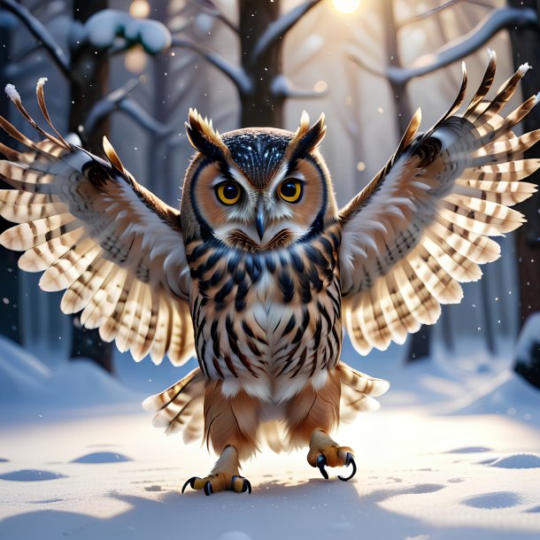 Pic of a dancing of a owl in the snow