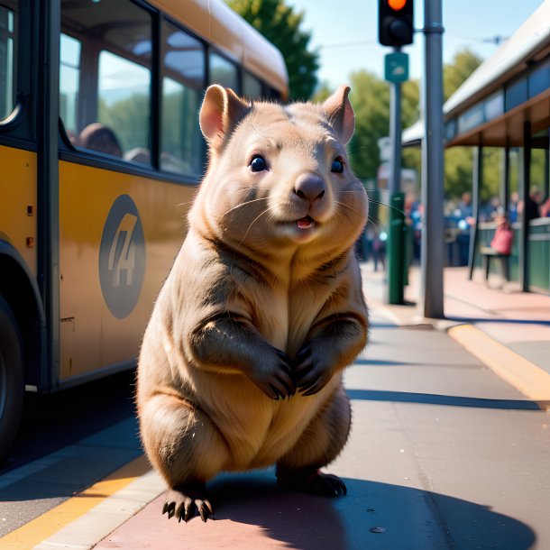 Pic of a playing of a wombat on the bus stop