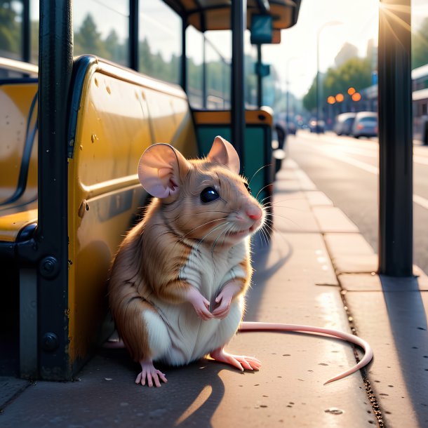 De um descanso de um rato na paragem de autocarro