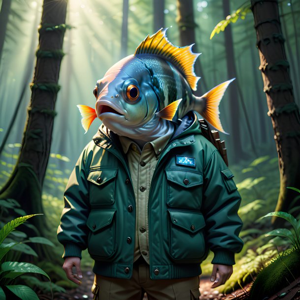 Pic of a fish in a jacket in the forest