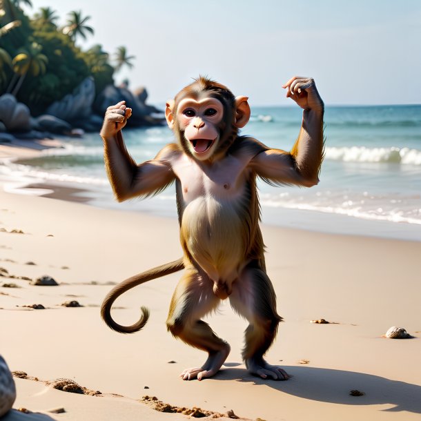 Photo d'une danse d'un singe sur la plage