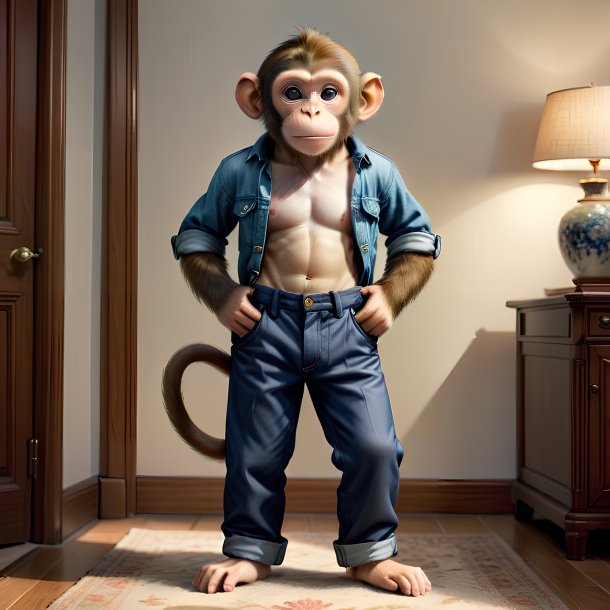 Dessin d'un singe dans un pantalon dans la maison