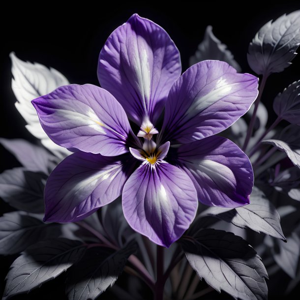 Depiction of a charcoal violet, white