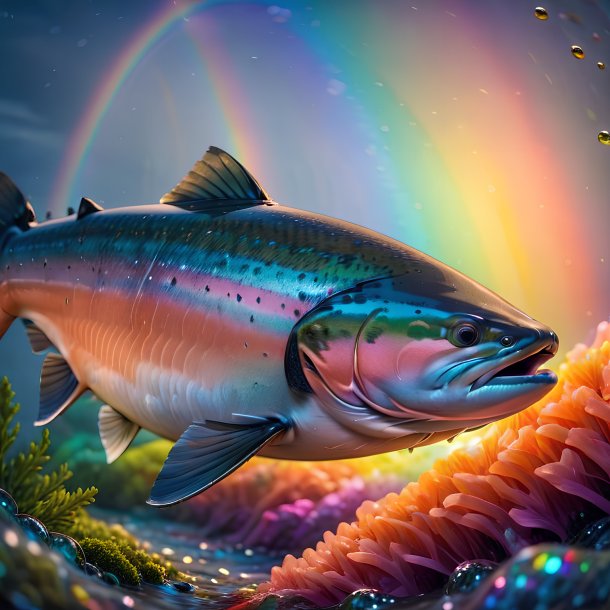 Imagen de un sueño de un salmón en el arco iris