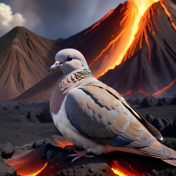 Image of a sleeping of a dove in the volcano