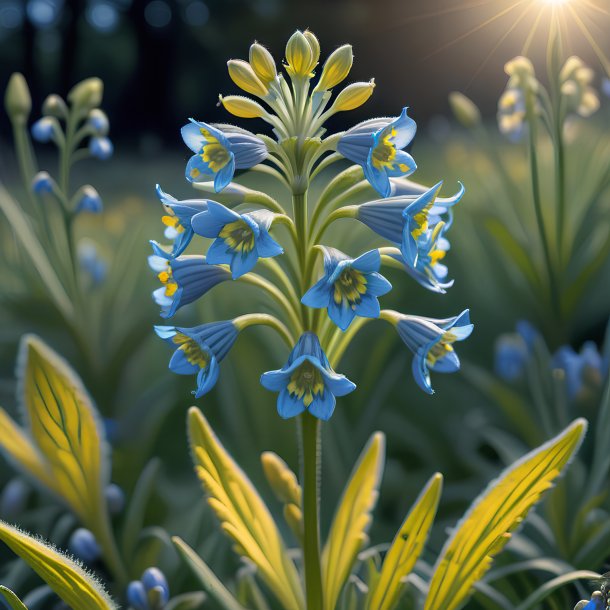 Illustration of a blue virginia cowslip