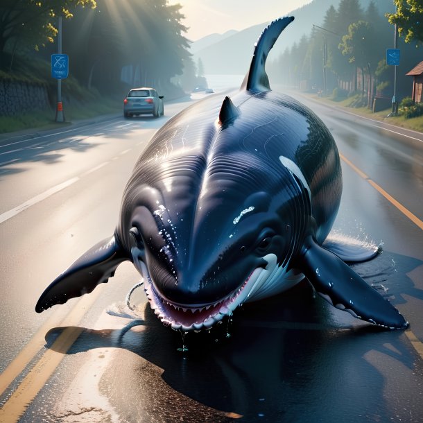 Image of a drinking of a whale on the road