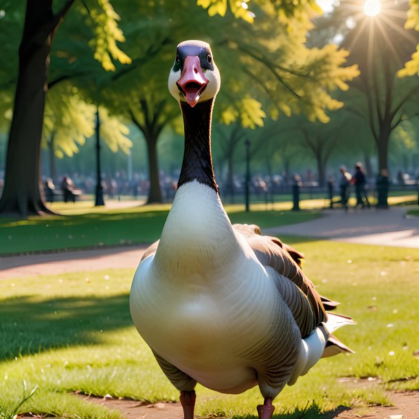 Pic of a threatening of a goose in the park