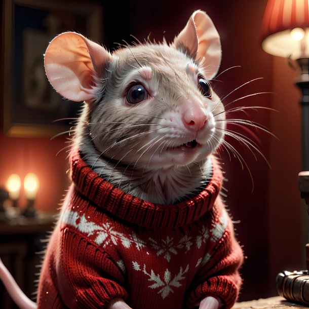 Picture of a rat in a red sweater