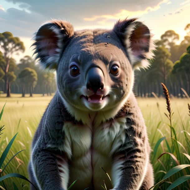 Image of a threatening of a koala in the meadow