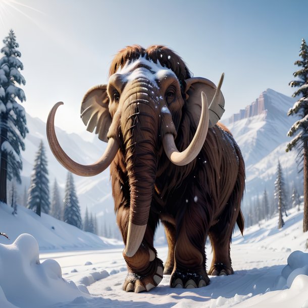 Foto de un mamut en guantes en la nieve