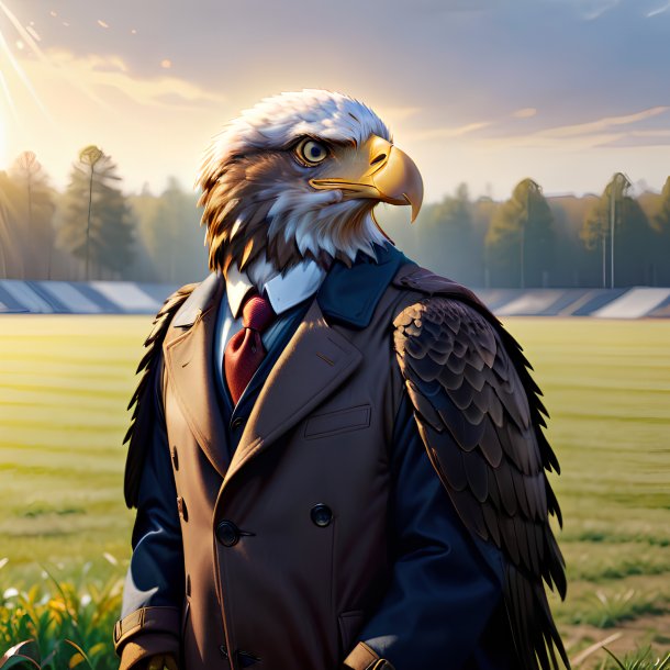 Illustration of a eagle in a coat on the field