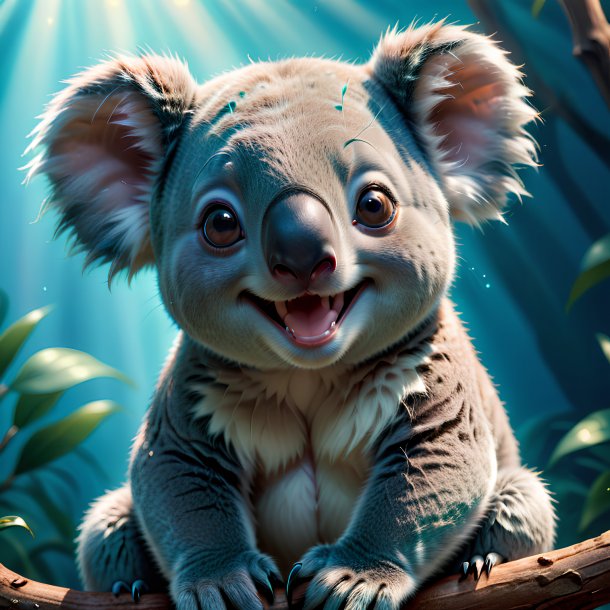 Image of a aquamarine smiling koala