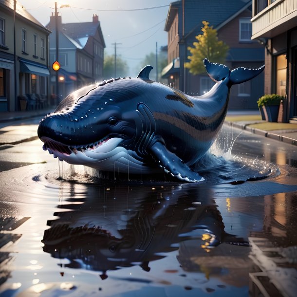 Image of a playing of a whale in the puddle