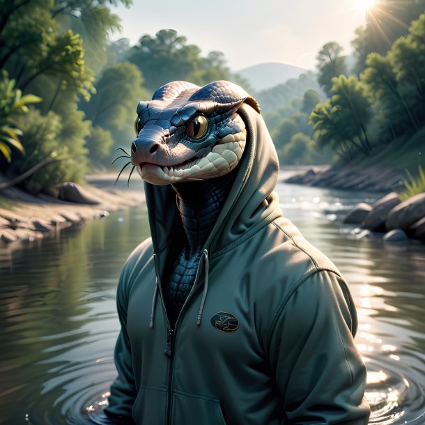 Imagem de uma cobra em um hoodie no rio