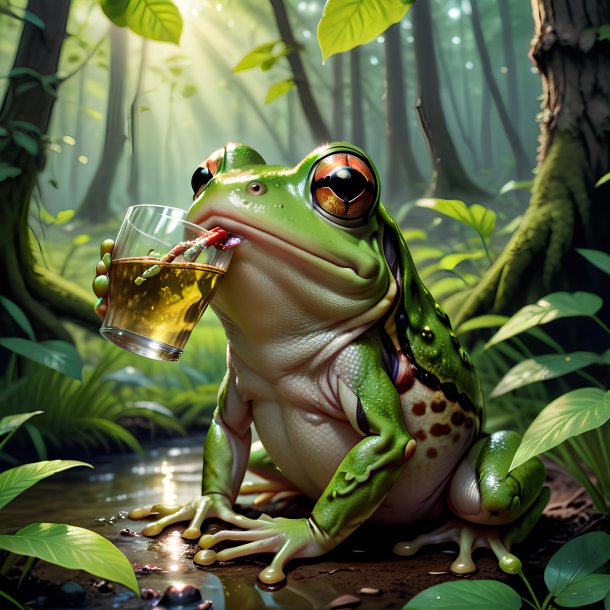 Pic of a drinking of a frog in the forest