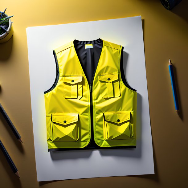 Croquis d'un gilet jaune sur papier