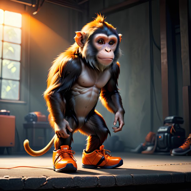 Photo of a monkey in a orange shoes