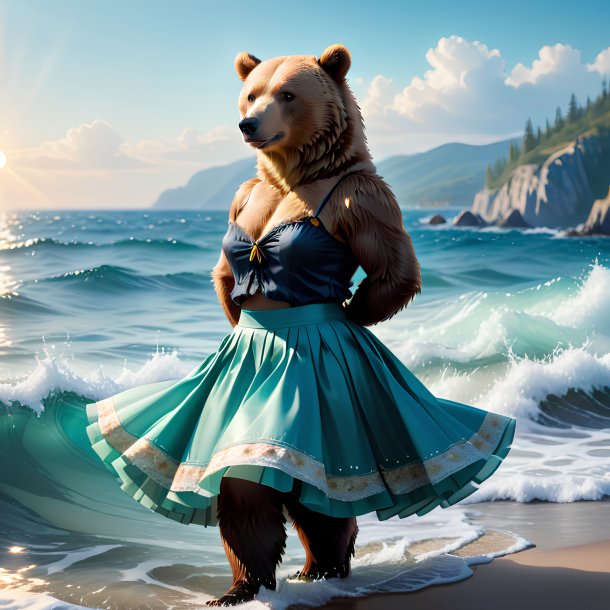 Foto de um urso em uma saia no mar