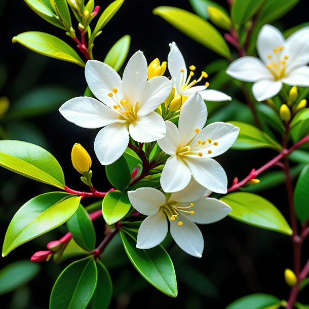 Représentation d'une jessamine pourpre, commune blanche