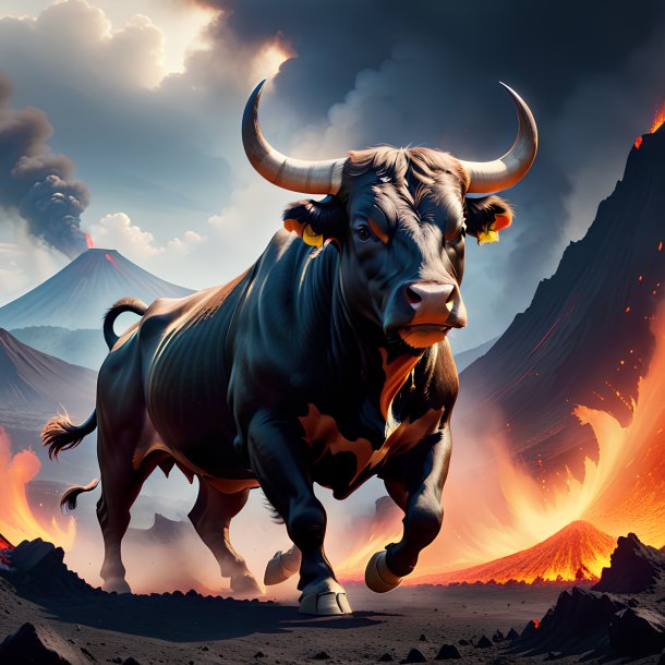 Image of a dancing of a bull in the volcano