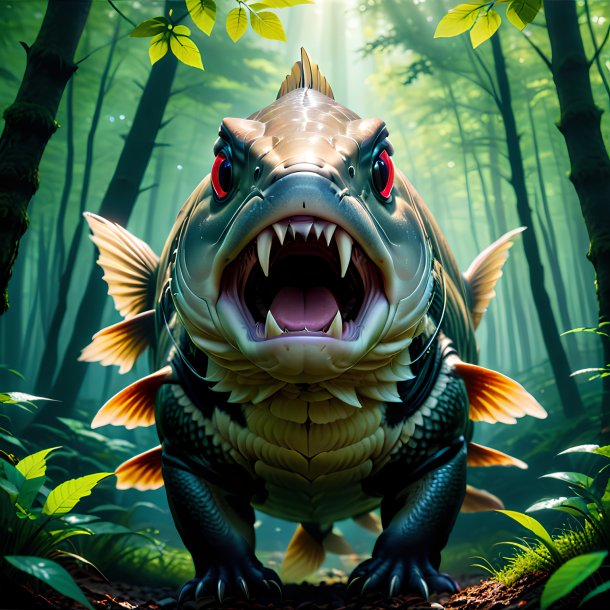 Image of a threatening of a carp in the forest