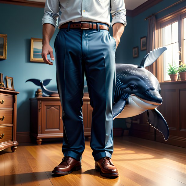 Pic d'une baleine dans un pantalon dans la maison